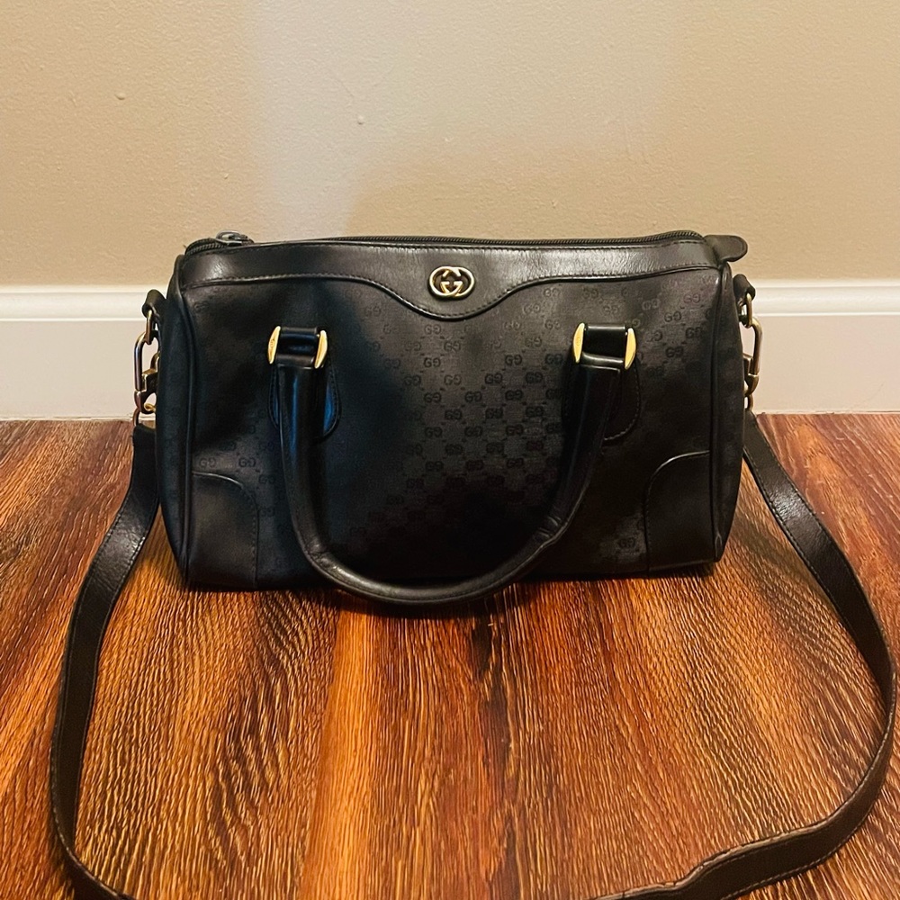 Vintage Black Gucci Boston Bag